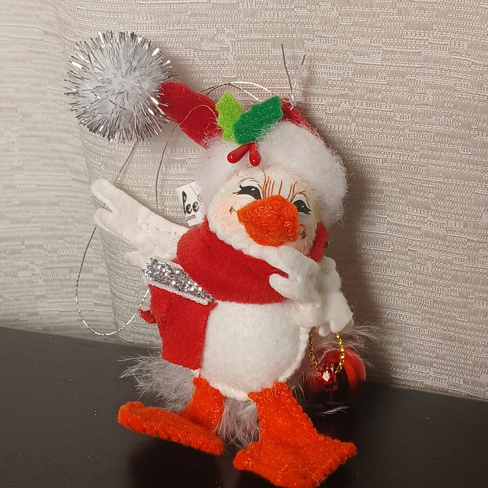Annalee 3" Silver Sparkle Duck Christmas Holiday Ornament 2013 Hanging Decor